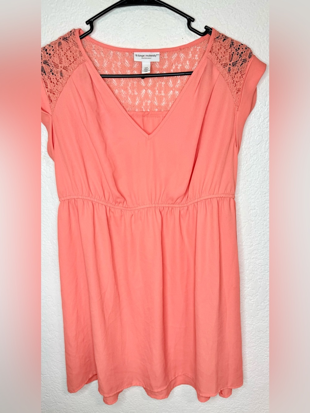 Liz Lange Maternity Light Pink Lace-Shoulder V-Neck Dress